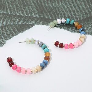 Gold Dipped Hypoallergenic Bold Beaded Hoop Earrings